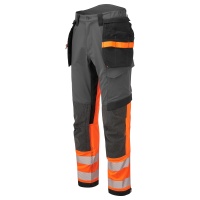 Portwest® EV4 Warnschutz Stretch Bundhose Klasse 1 Orange/Metallgrau mit abnehmbaren Holstertaschen EV442