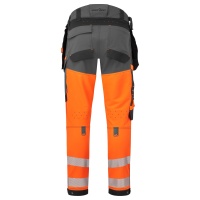 Portwest® EV4 Warnschutz Stretch Bundhose Klasse 1 Orange/Metallgrau mit abnehmbaren Holstertaschen EV442